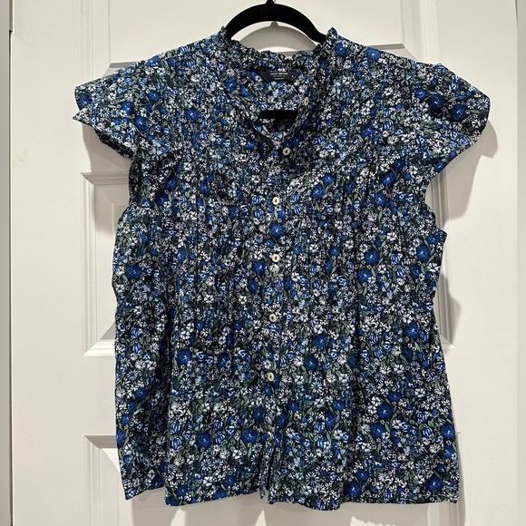 Lucky Brand Printed Flutter-Sleeve Poet Top - Size M - Picture 2 of 4